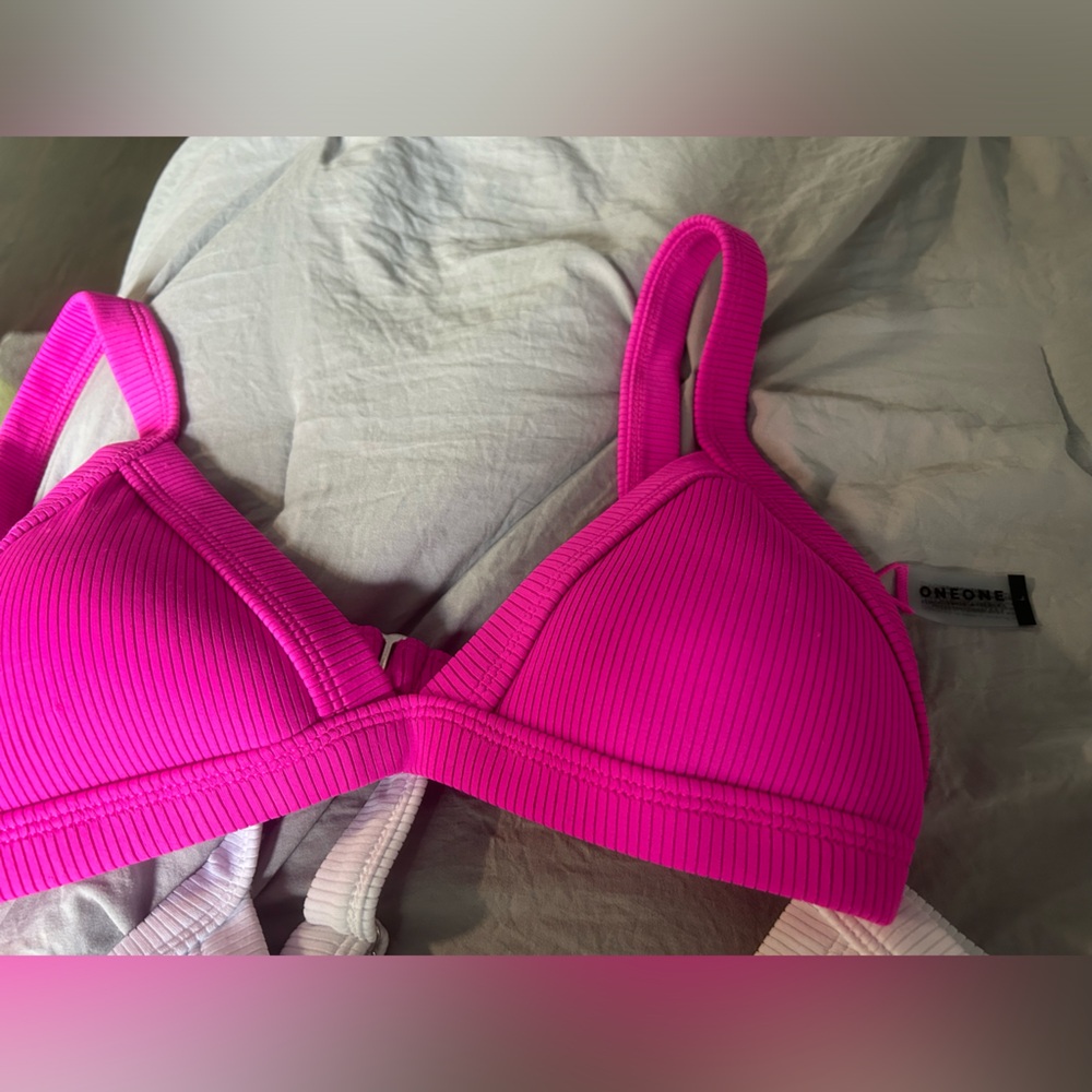 New OneOne bikini tops in pink